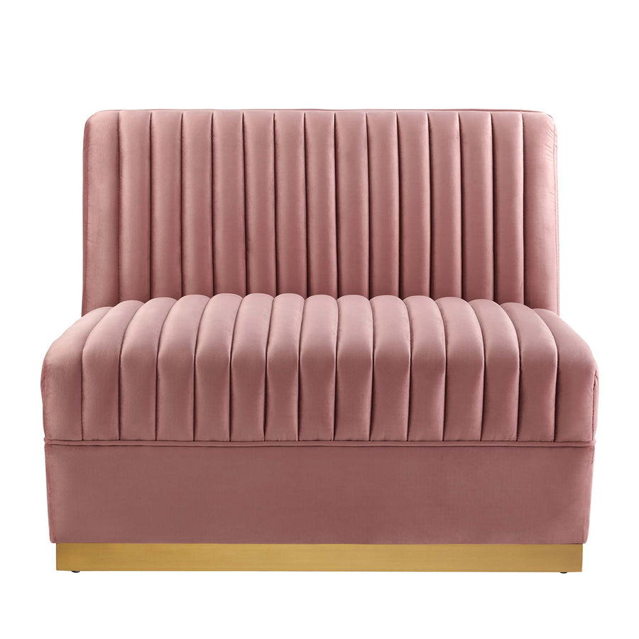 Soren Channel Tufted Performance Velvet Modular Sectional Sofa Armless Chair in Dusty Rose