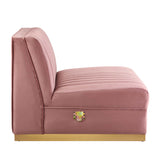 Soren Channel Tufted Performance Velvet Modular Sectional Sofa Armless Chair in Dusty Rose
