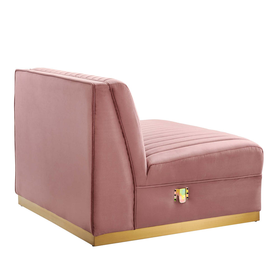 Soren Channel Tufted Performance Velvet Modular Sectional Sofa Armless Chair in Dusty Rose