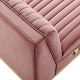 Soren Channel Tufted Performance Velvet Modular Sectional Sofa Armless Chair in Dusty Rose