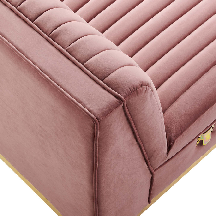 Soren Channel Tufted Performance Velvet Modular Sectional Sofa Armless Chair in Dusty Rose