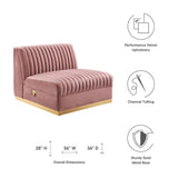 Soren Channel Tufted Performance Velvet Modular Sectional Sofa Armless Chair in Dusty Rose