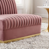 Soren Channel Tufted Performance Velvet Modular Sectional Sofa Armless Chair in Dusty Rose