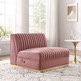 Soren Channel Tufted Performance Velvet Modular Sectional Sofa Armless Chair in Dusty Rose