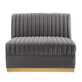 Soren Channel Tufted Performance Velvet Modular Sectional Sofa Armless Chair in Gray