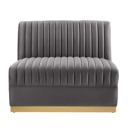 Sanguine Channel Tufted Performance Velvet Modular Sectional Sofa Armless Chair by Furniture for America