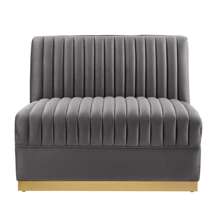 Sanguine Channel Tufted Performance Velvet Modular Sectional Sofa Armless Chair in Gray