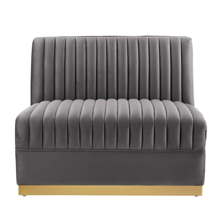 Soren Channel Tufted Performance Velvet Modular Sectional Sofa Armless Chair in Gray