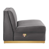 Soren Channel Tufted Performance Velvet Modular Sectional Sofa Armless Chair in Gray