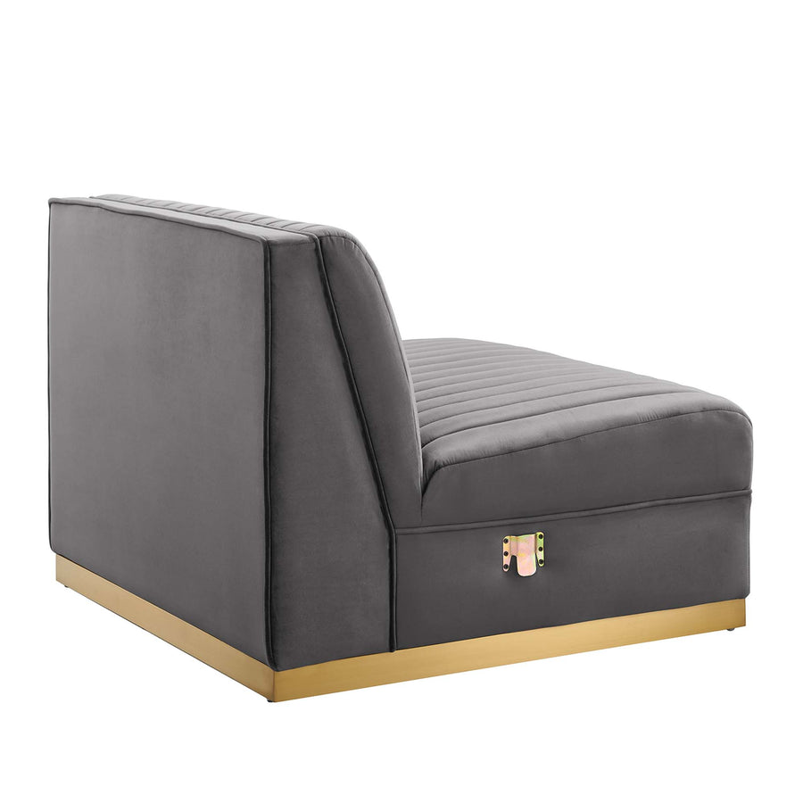 Soren Channel Tufted Performance Velvet Modular Sectional Sofa Armless Chair in Gray