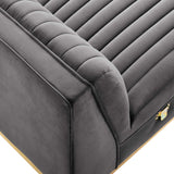 Soren Channel Tufted Performance Velvet Modular Sectional Sofa Armless Chair in Gray