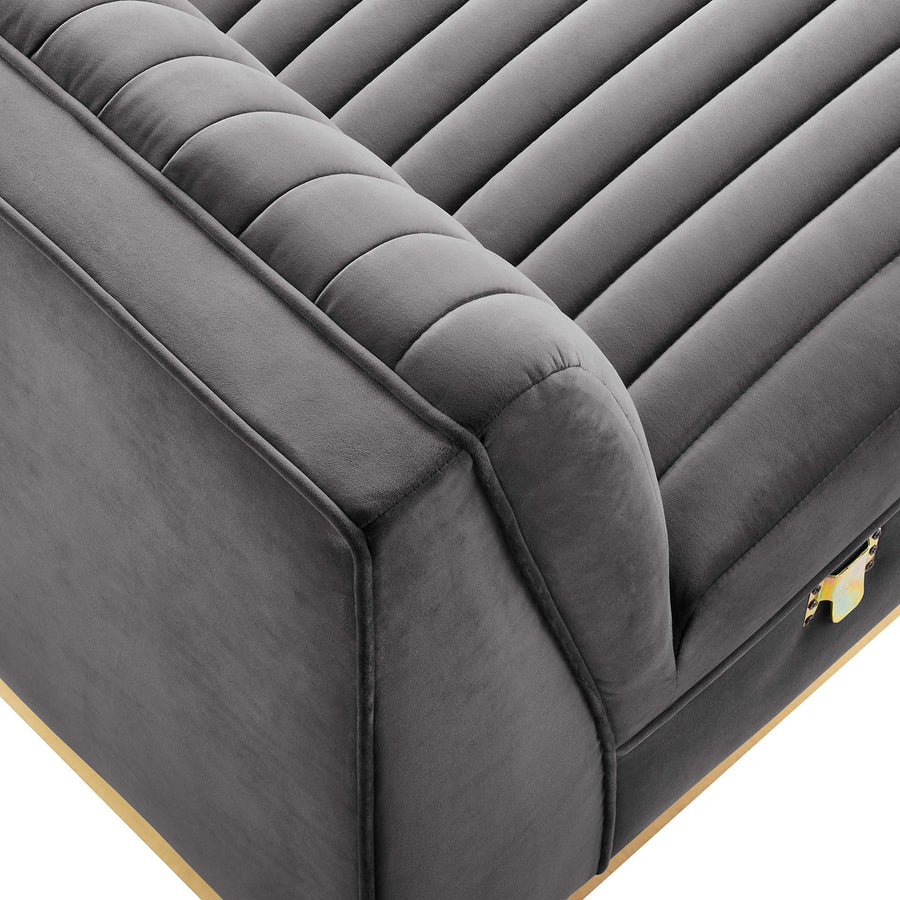 Soren Channel Tufted Performance Velvet Modular Sectional Sofa Armless Chair in Gray