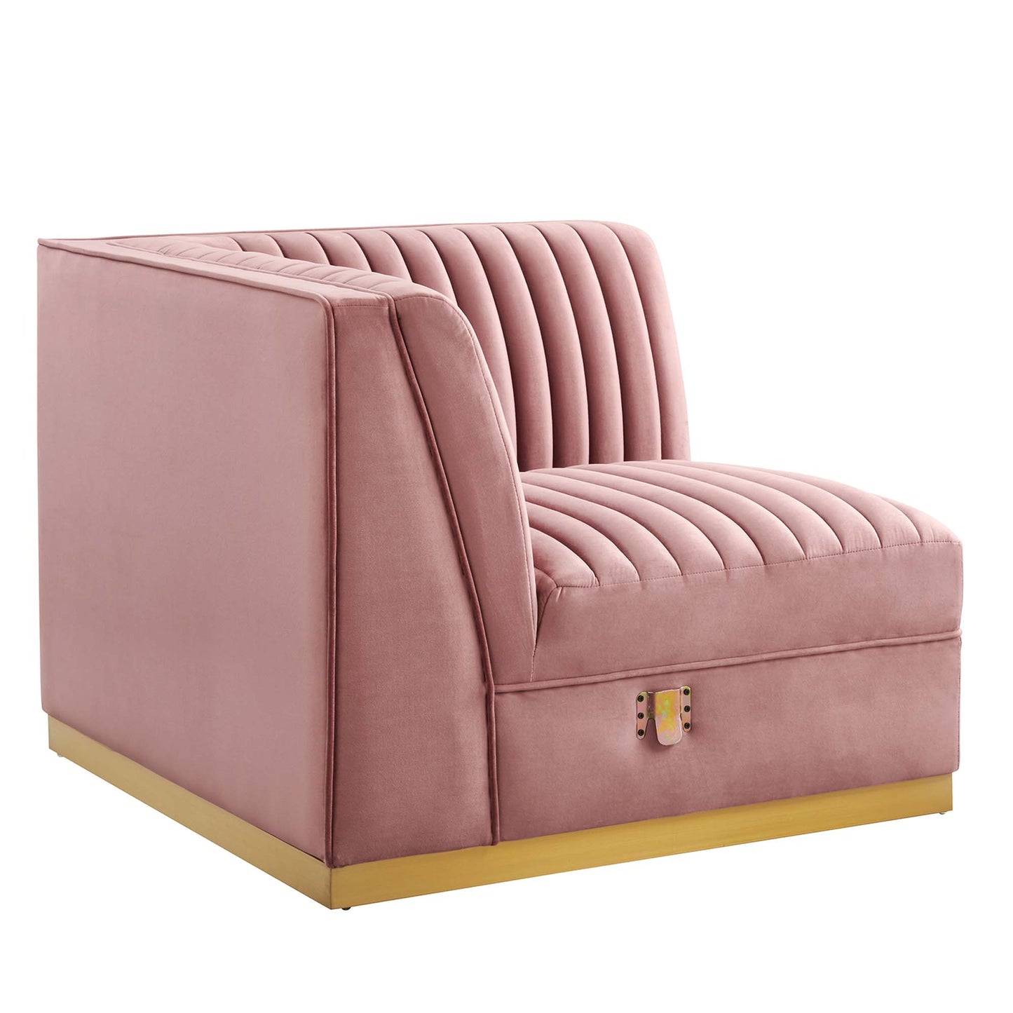 Sanguine Channel Tufted Performance Velvet Modular Sectional Sofa Left Corner Chair by Furniture for America