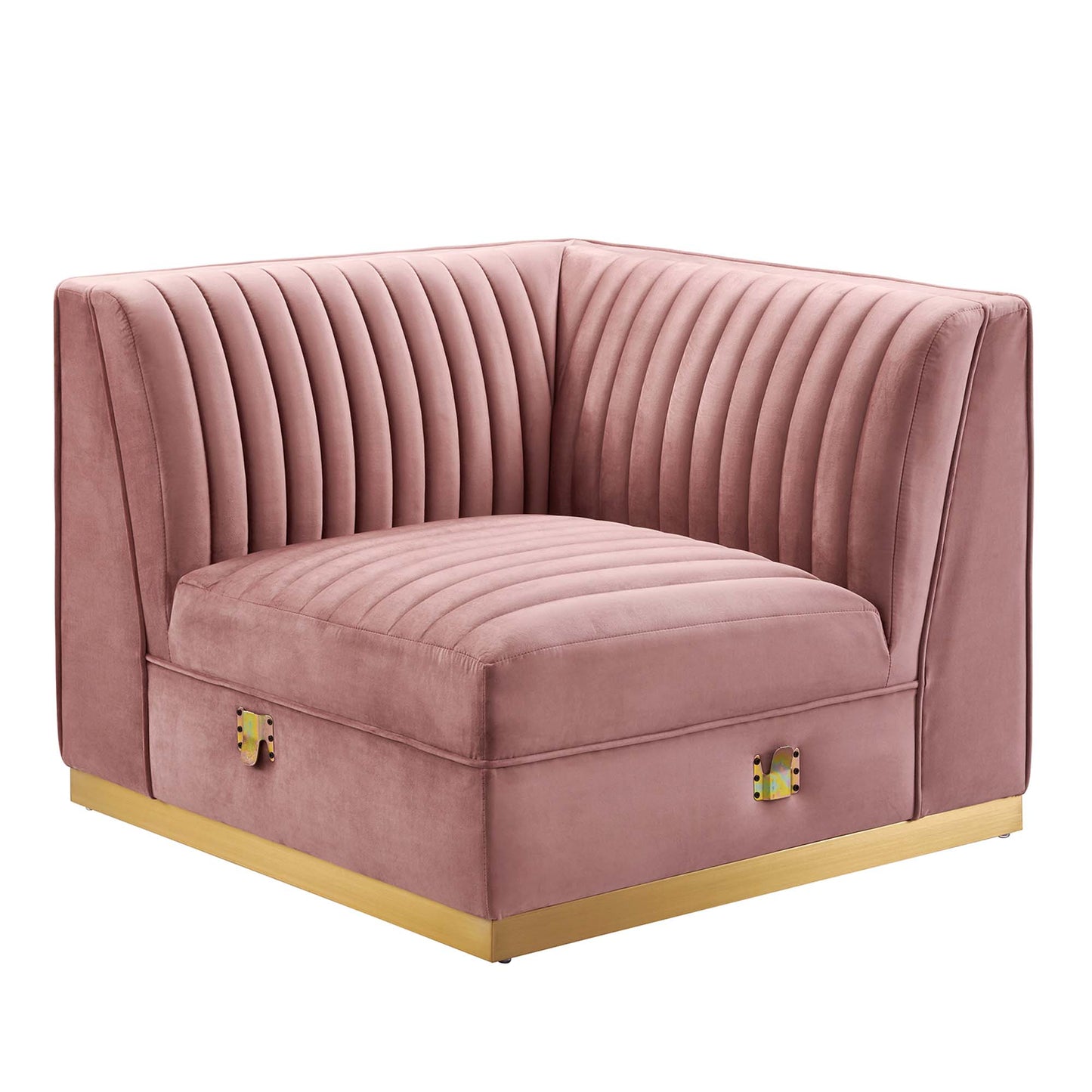 Sanguine Channel Tufted Performance Velvet Modular Sectional Sofa Left Corner Chair by Furniture for America
