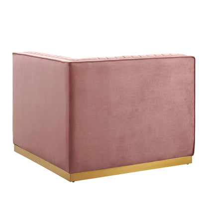 Sanguine Channel Tufted Performance Velvet Modular Sectional Sofa Left Corner Chair by Furniture for America