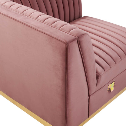Sanguine Channel Tufted Performance Velvet Modular Sectional Sofa Left Corner Chair by Furniture for America