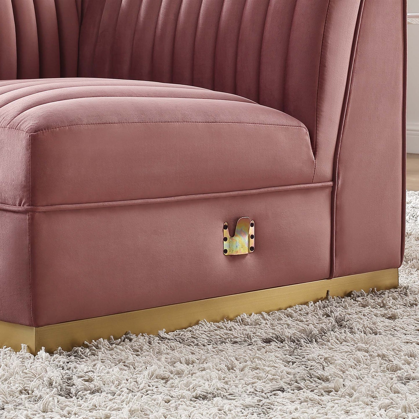Sanguine Channel Tufted Performance Velvet Modular Sectional Sofa Left Corner Chair by Furniture for America