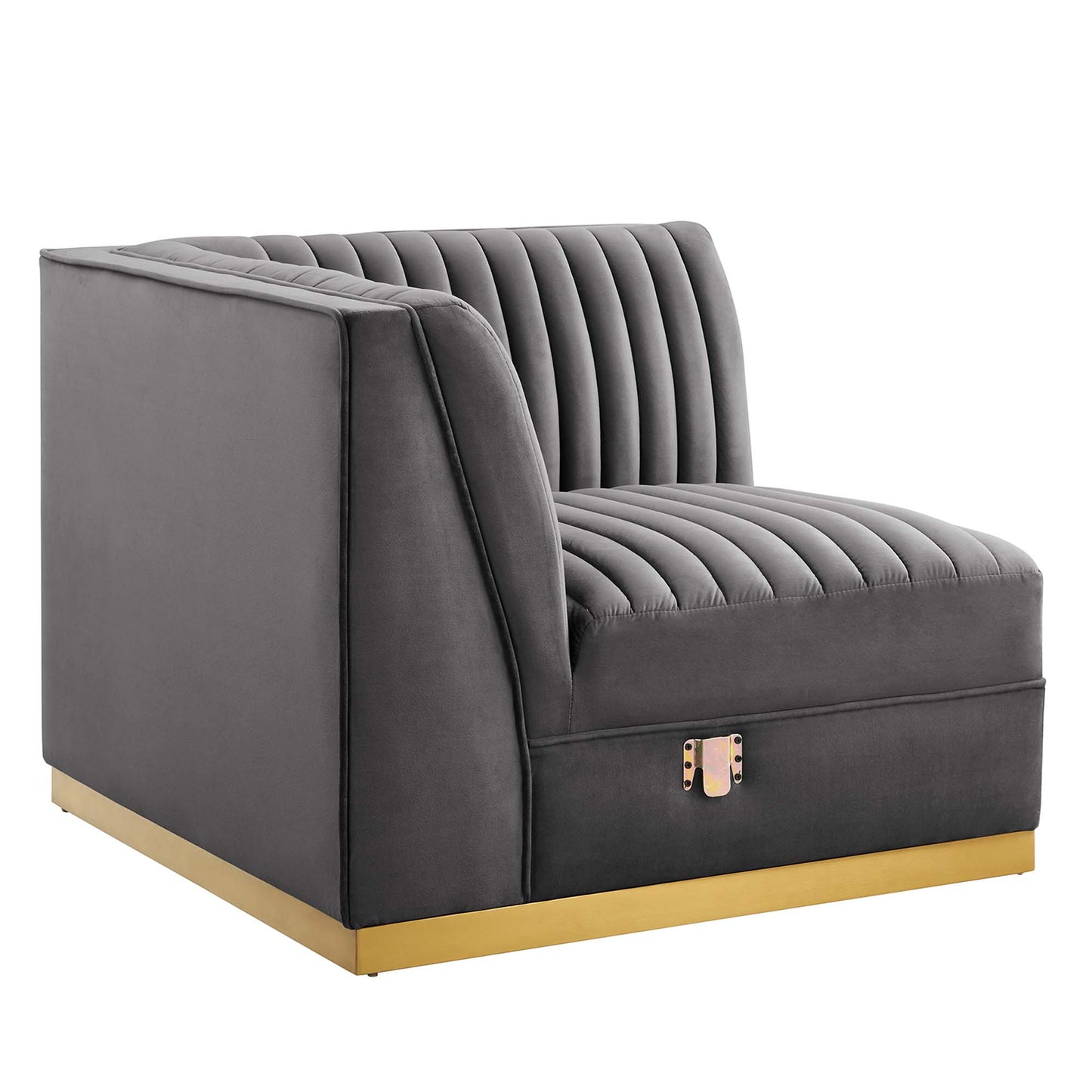 Sanguine Channel Tufted Performance Velvet Modular Sectional Sofa Left Corner Chair by Furniture for America