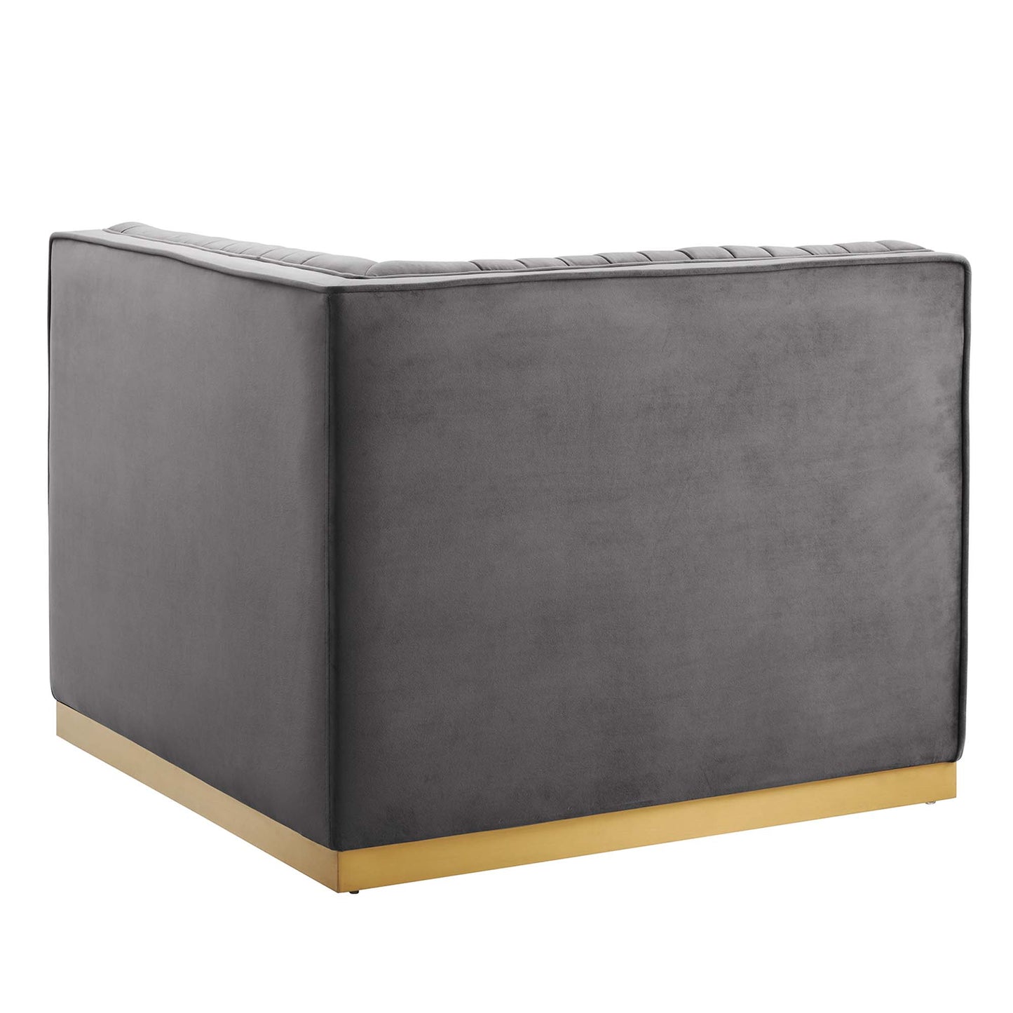 Sanguine Channel Tufted Performance Velvet Modular Sectional Sofa Left Corner Chair by Furniture for America
