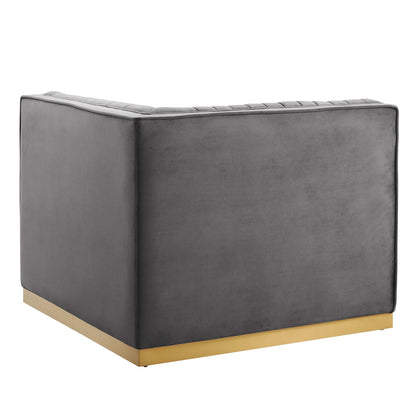 Sanguine Channel Tufted Performance Velvet Modular Sectional Sofa Left Corner Chair by Furniture for America