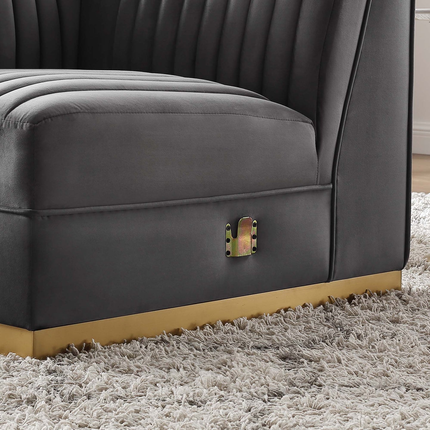 Sanguine Channel Tufted Performance Velvet Modular Sectional Sofa Left Corner Chair by Furniture for America