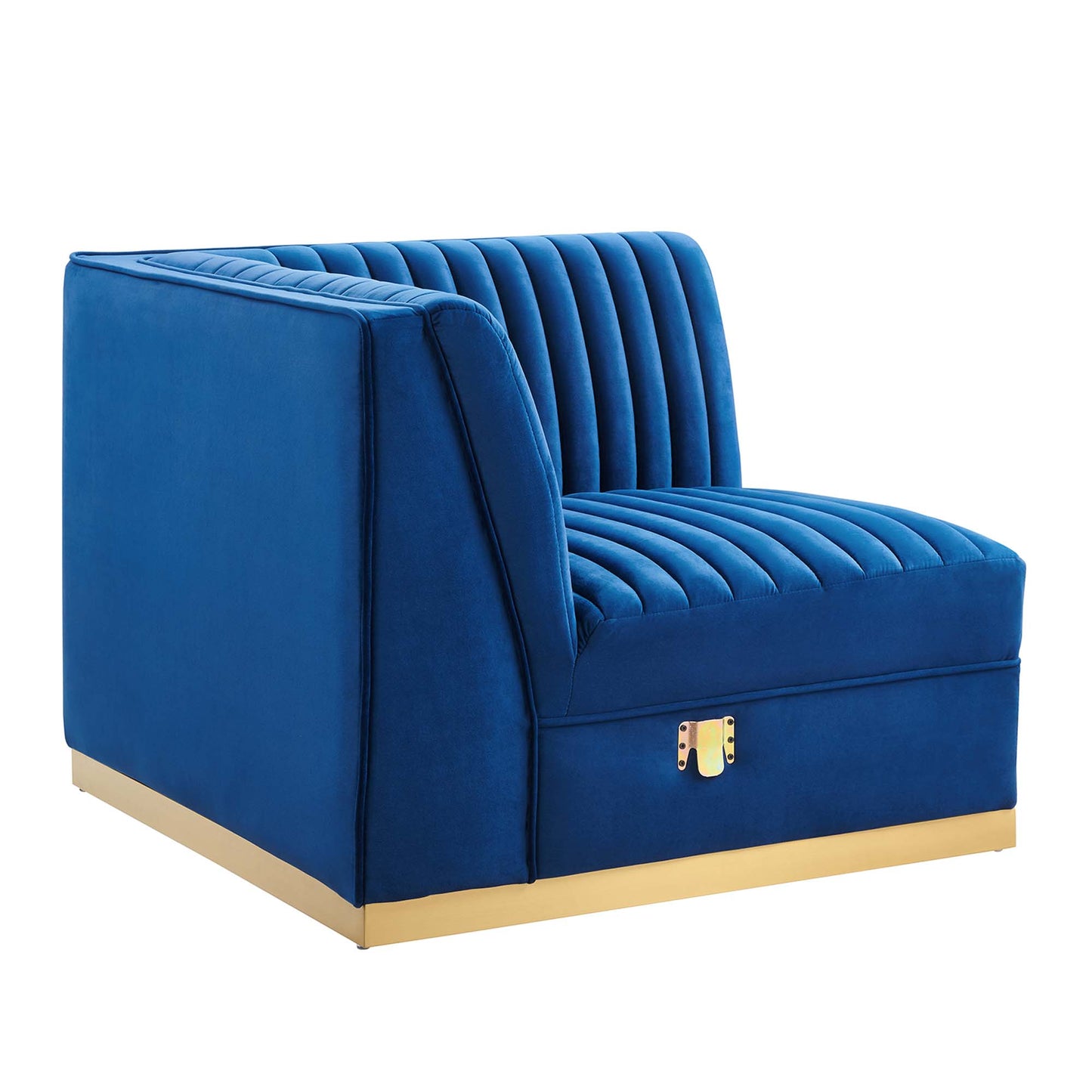 Sanguine Channel Tufted Performance Velvet Modular Sectional Sofa Left Corner Chair by Furniture for America