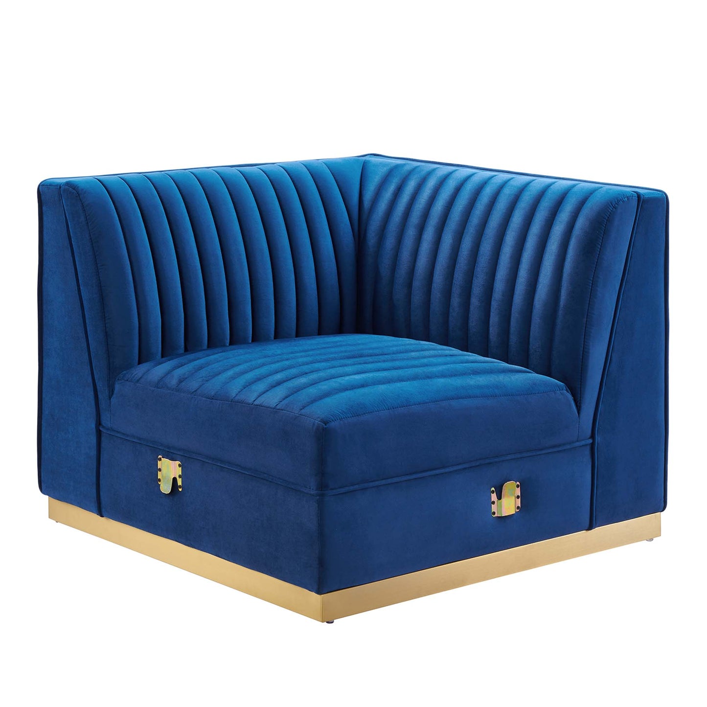 Sanguine Channel Tufted Performance Velvet Modular Sectional Sofa Left Corner Chair by Furniture for America