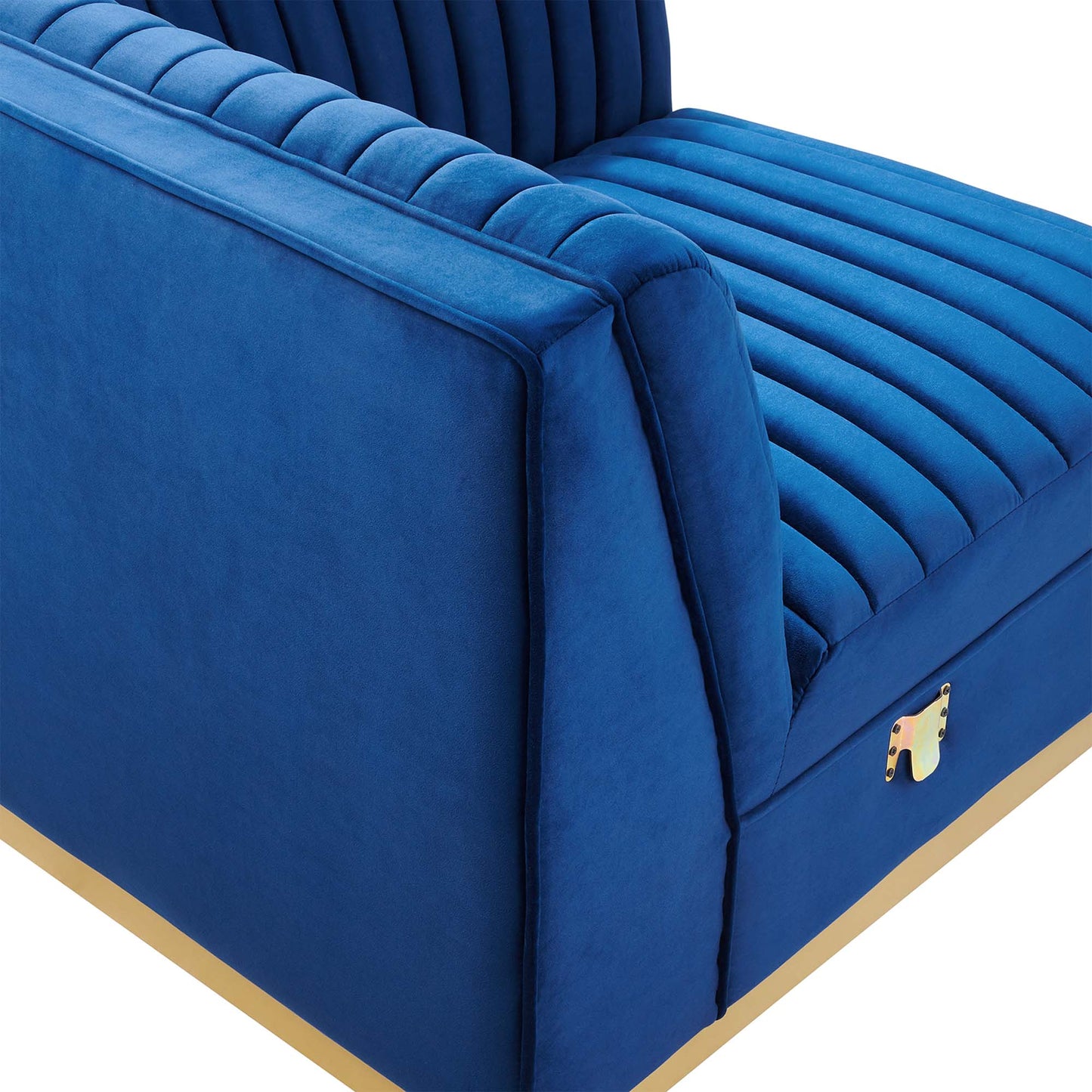 Sanguine Channel Tufted Performance Velvet Modular Sectional Sofa Left Corner Chair by Furniture for America