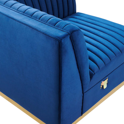 Sanguine Channel Tufted Performance Velvet Modular Sectional Sofa Left Corner Chair by Furniture for America
