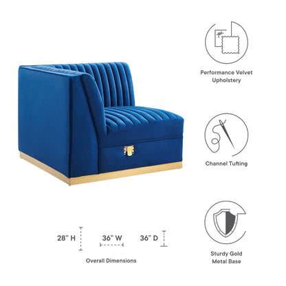 Sanguine Channel Tufted Performance Velvet Modular Sectional Sofa Left Corner Chair by Furniture for America