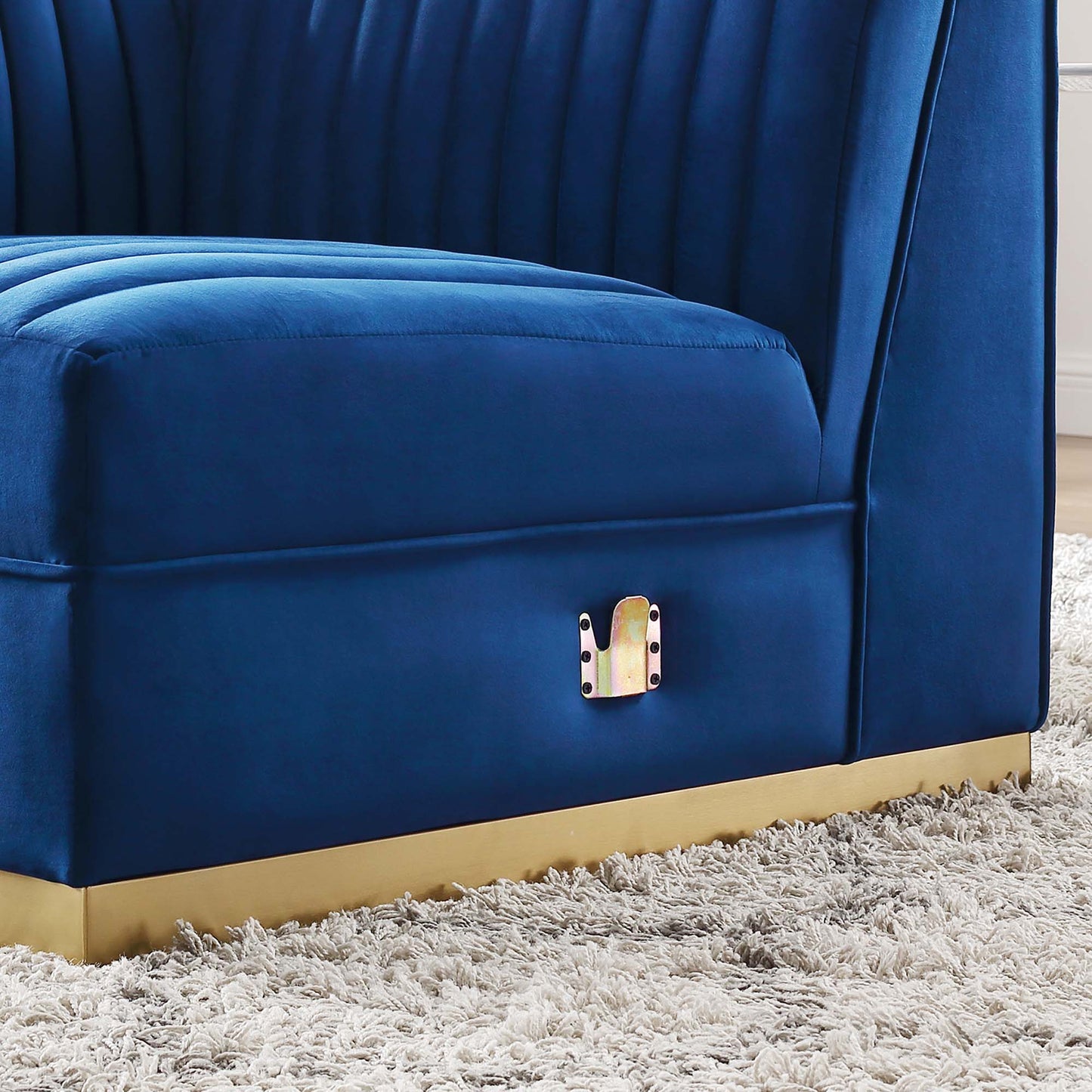 Sanguine Channel Tufted Performance Velvet Modular Sectional Sofa Left Corner Chair by Furniture for America