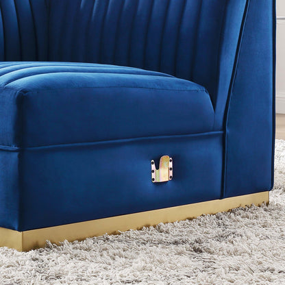 Sanguine Channel Tufted Performance Velvet Modular Sectional Sofa Left Corner Chair by Furniture for America