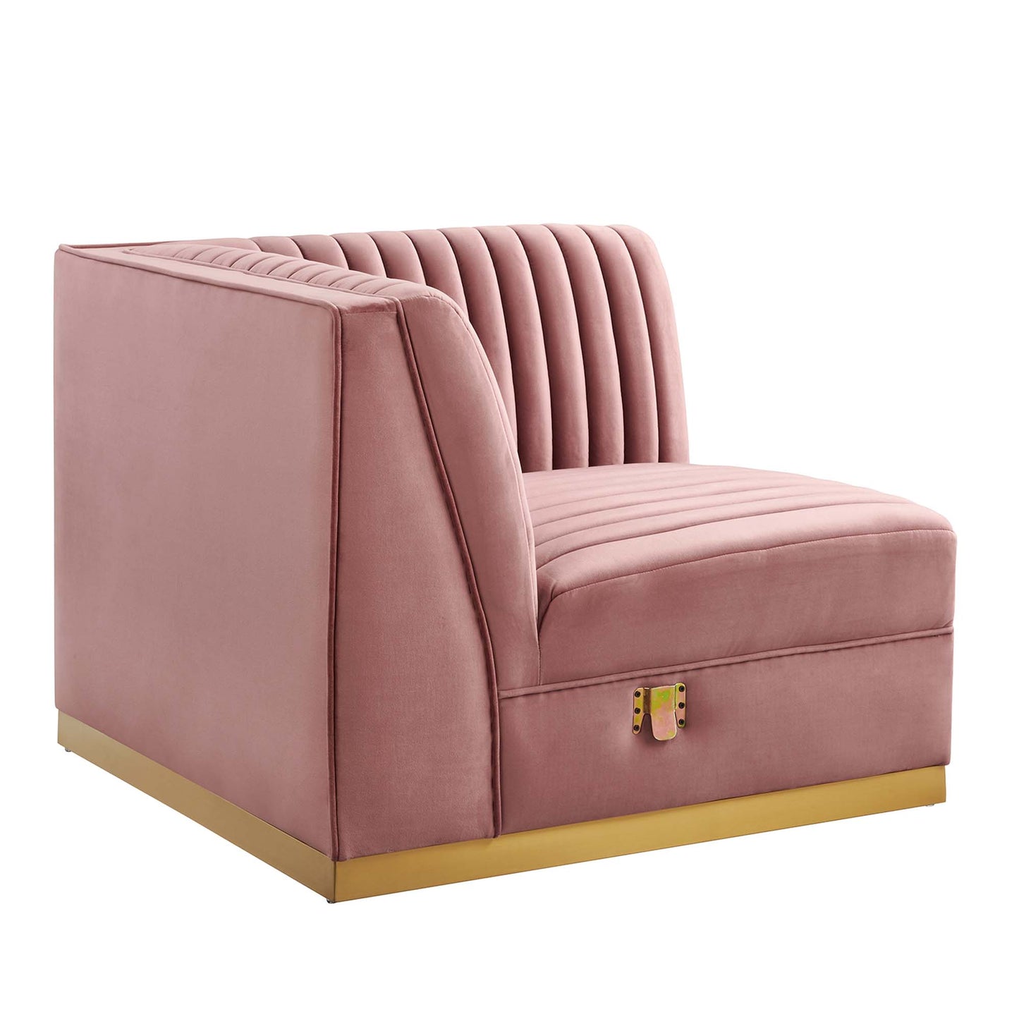 Sanguine Channel Tufted Performance Velvet Modular Sectional Sofa Right Corner Chair by Furniture for America