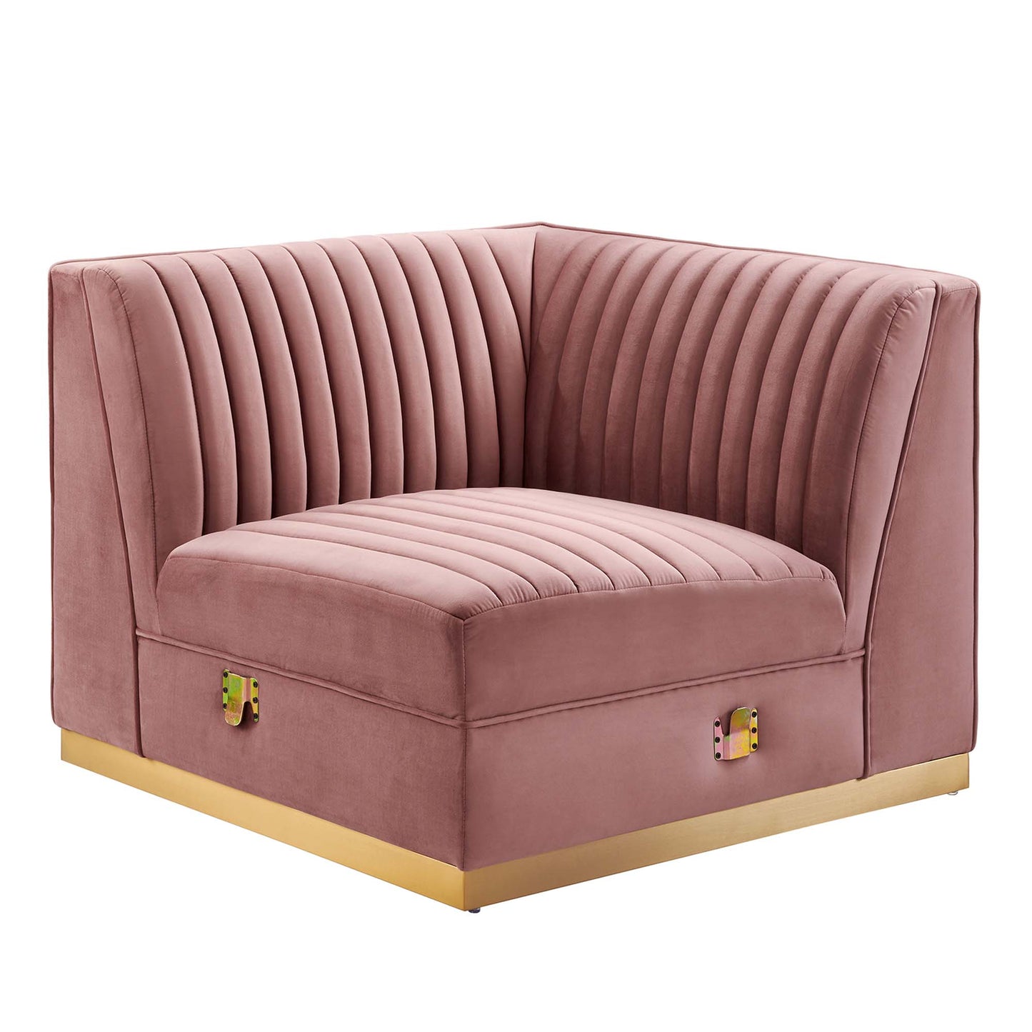 Sanguine Channel Tufted Performance Velvet Modular Sectional Sofa Right Corner Chair by Furniture for America
