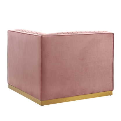 Sanguine Channel Tufted Performance Velvet Modular Sectional Sofa Right Corner Chair by Furniture for America