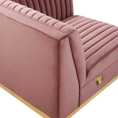 Sanguine Channel Tufted Performance Velvet Modular Sectional Sofa Right Corner Chair by Furniture for America