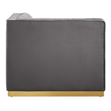 Soren Channel Tufted Performance Velvet Modular Sectional Sofa Right Corner Chair in Gray