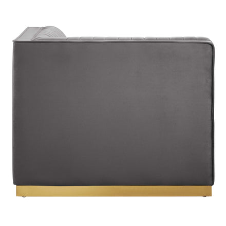 Sanguine Channel Tufted Performance Velvet Modular Sectional Sofa Right Corner Chair in Gray