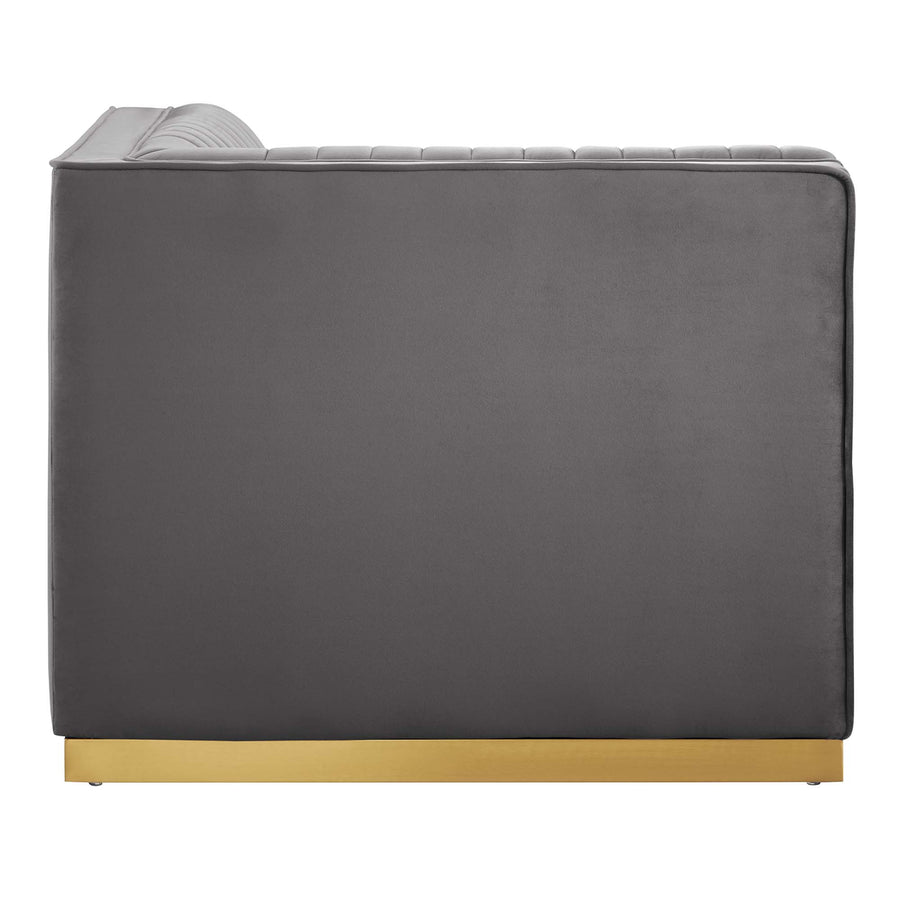 Soren Channel Tufted Performance Velvet Modular Sectional Sofa Right Corner Chair in Gray