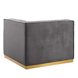 Soren Channel Tufted Performance Velvet Modular Sectional Sofa Right Corner Chair in Gray
