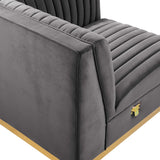 Soren Channel Tufted Performance Velvet Modular Sectional Sofa Right Corner Chair in Gray