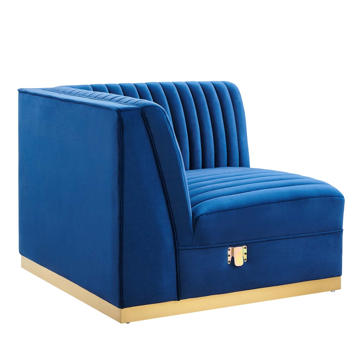 Sanguine Channel Tufted Performance Velvet Modular Sectional Sofa Right Corner Chair by Furniture for America
