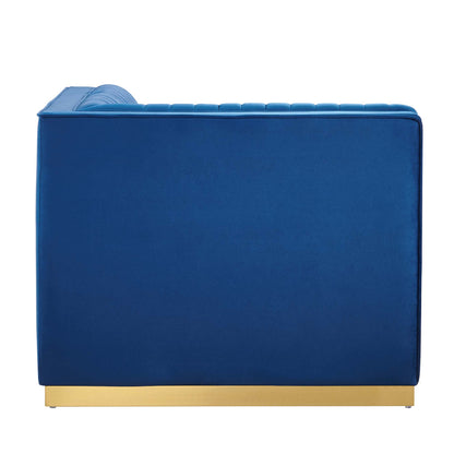 Sanguine Channel Tufted Performance Velvet Modular Sectional Sofa Right Corner Chair by Furniture for America