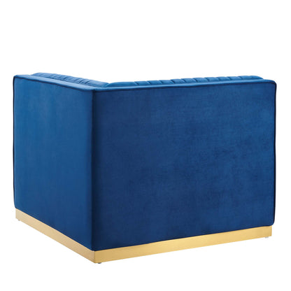 Sanguine Channel Tufted Performance Velvet Modular Sectional Sofa Right Corner Chair by Furniture for America