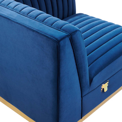 Sanguine Channel Tufted Performance Velvet Modular Sectional Sofa Right Corner Chair by Furniture for America