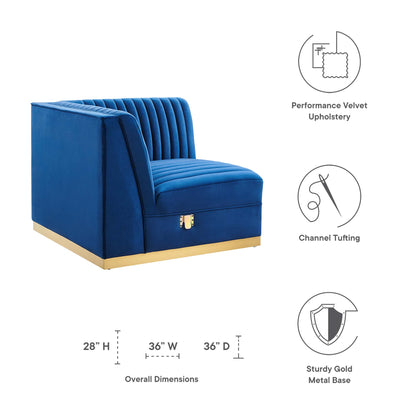 Sanguine Channel Tufted Performance Velvet Modular Sectional Sofa Right Corner Chair by Furniture for America