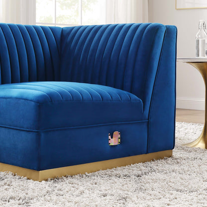 Sanguine Channel Tufted Performance Velvet Modular Sectional Sofa Right Corner Chair by Furniture for America
