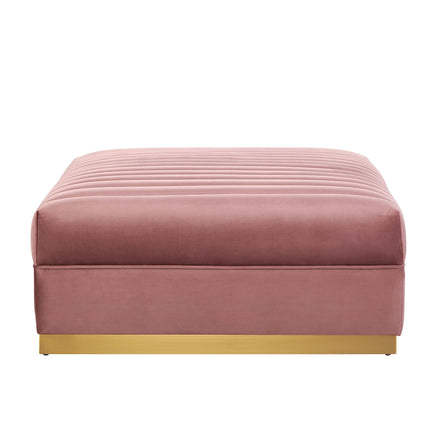 Sanguine Channel Tufted Performance Velvet Modular Sectional Sofa Ottoman in Dusty Rose