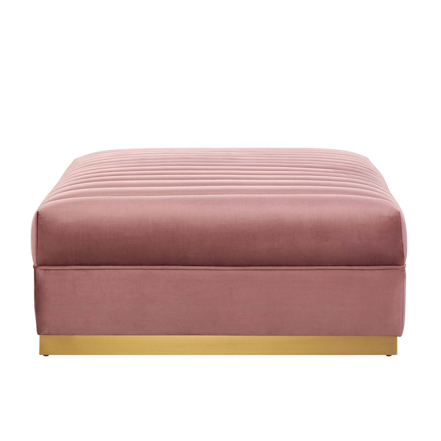 Soren Channel Tufted Performance Velvet Modular Sectional Sofa Ottoman in Dusty Rose