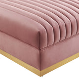 Soren Channel Tufted Performance Velvet Modular Sectional Sofa Ottoman in Dusty Rose